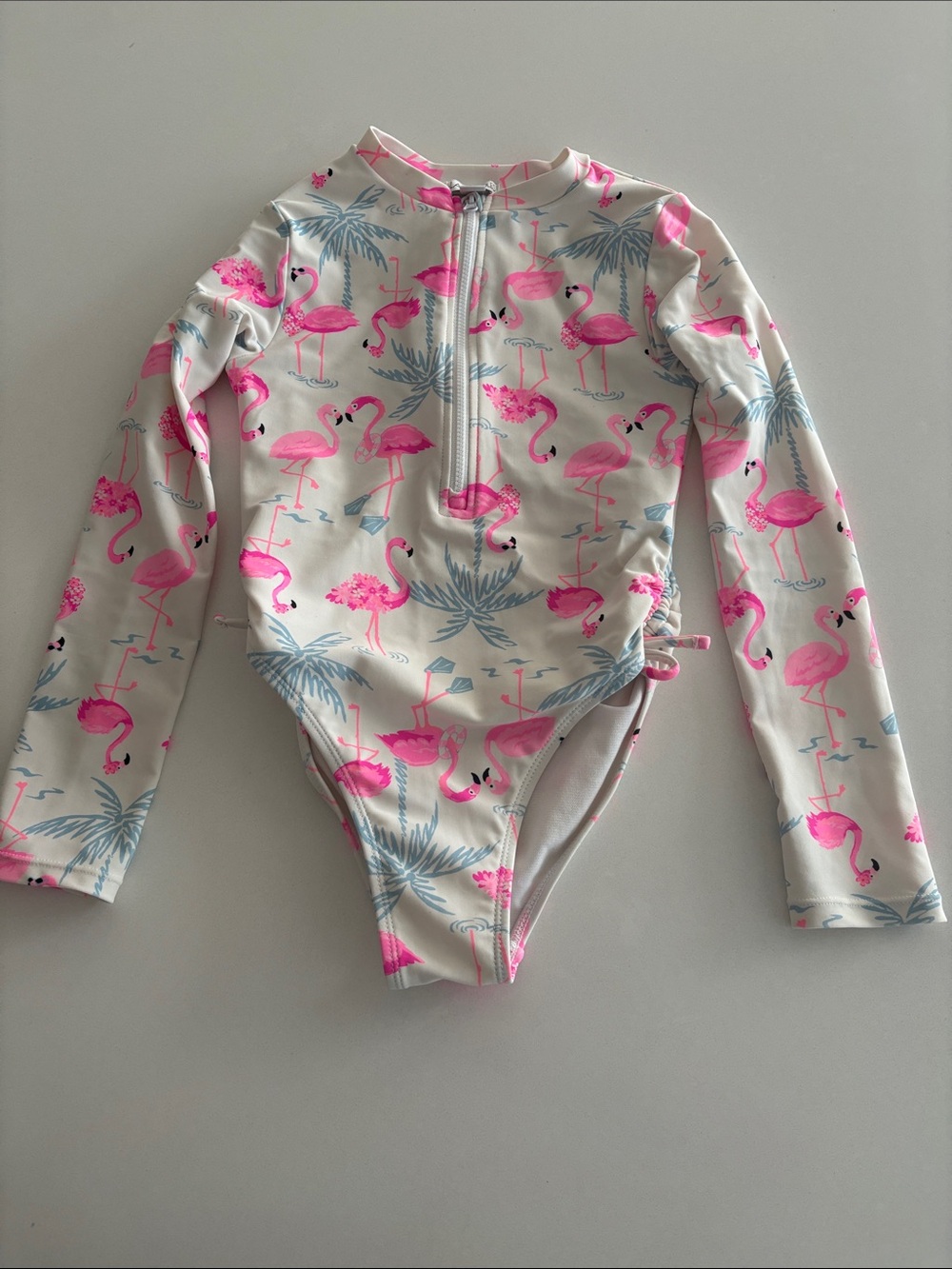 Flapdoodles girls Long-Sleeve Flamingo One-Piece Swimsuit 6X